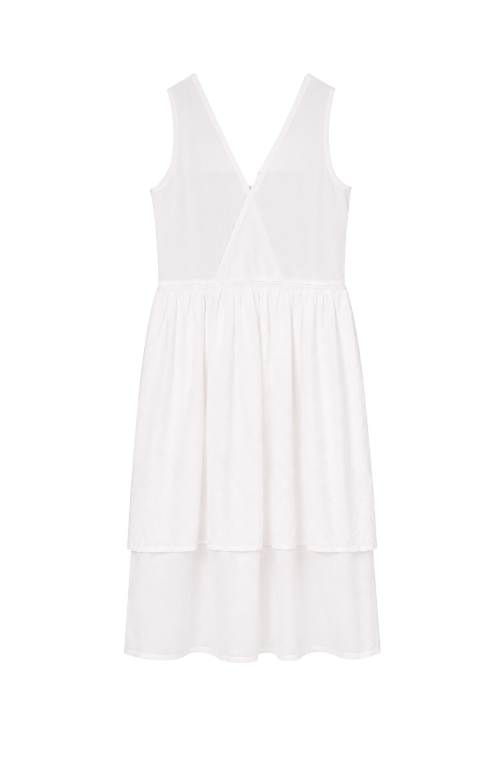 Ink-splattered layered white cotton and linen dress (pre-order)