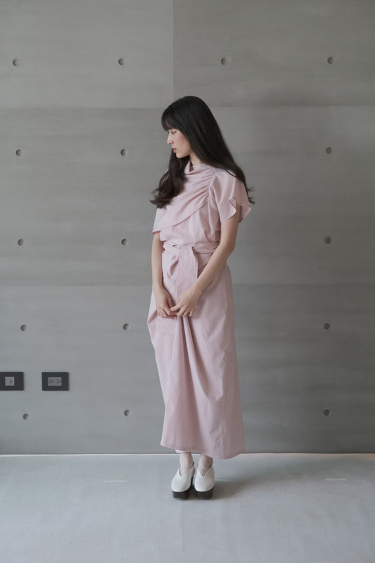 double-layers wrap pink skirt (in-stock)