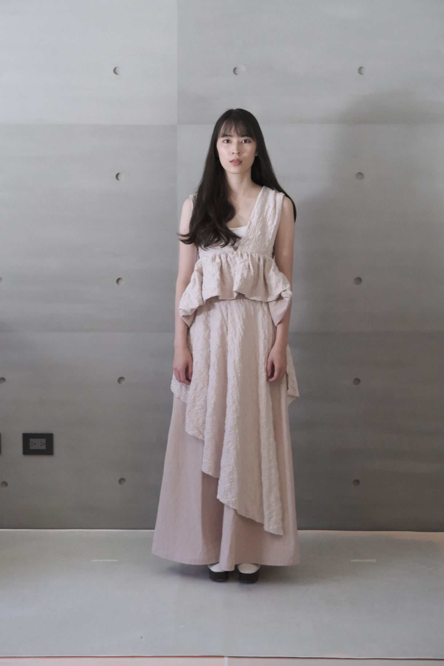 misty pink ruched layered skirt (limited item)