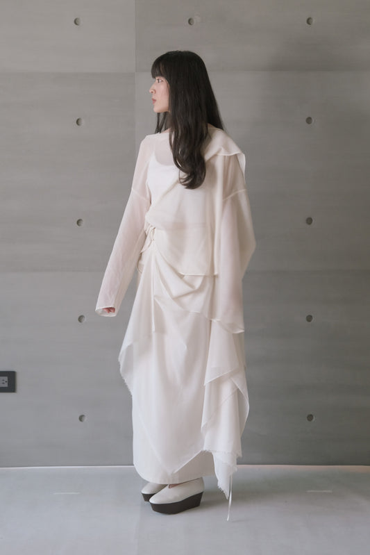 draped-tie wool blend straight skirt (limited item)