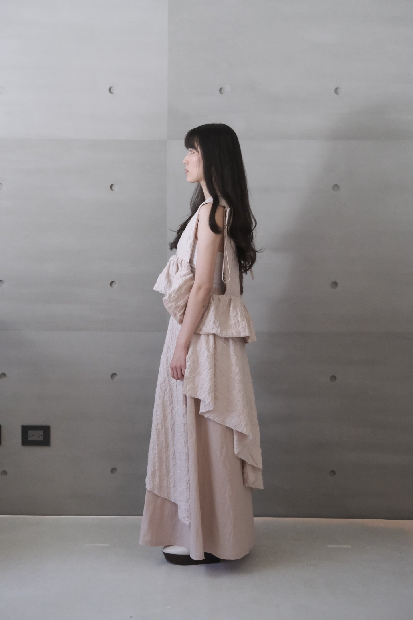 misty pink ruched layered skirt (limited item)