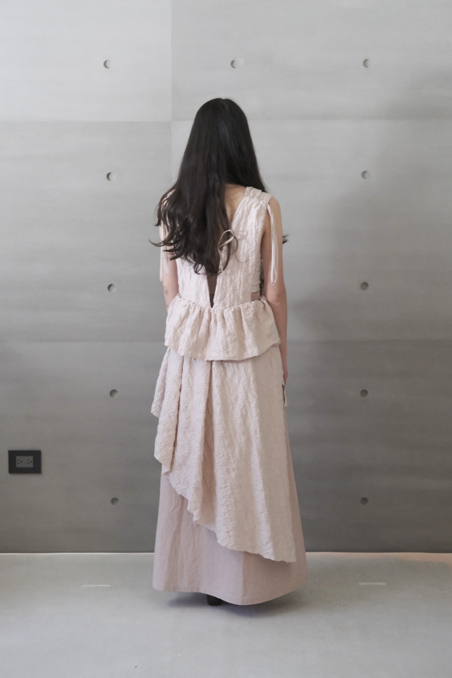 misty pink ruched layered skirt (limited item)