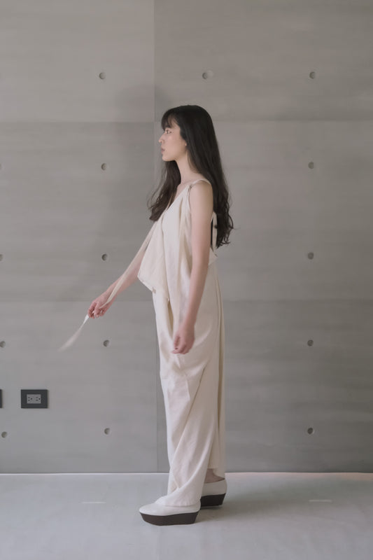 square-cut backless dress - beige (in-stock)