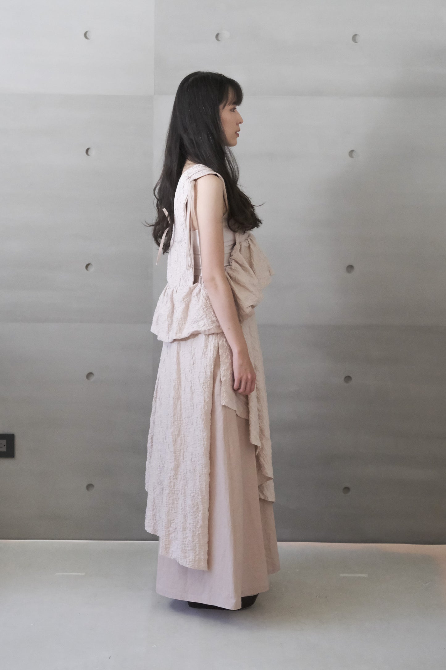 misty pink ruched layered skirt (limited item)