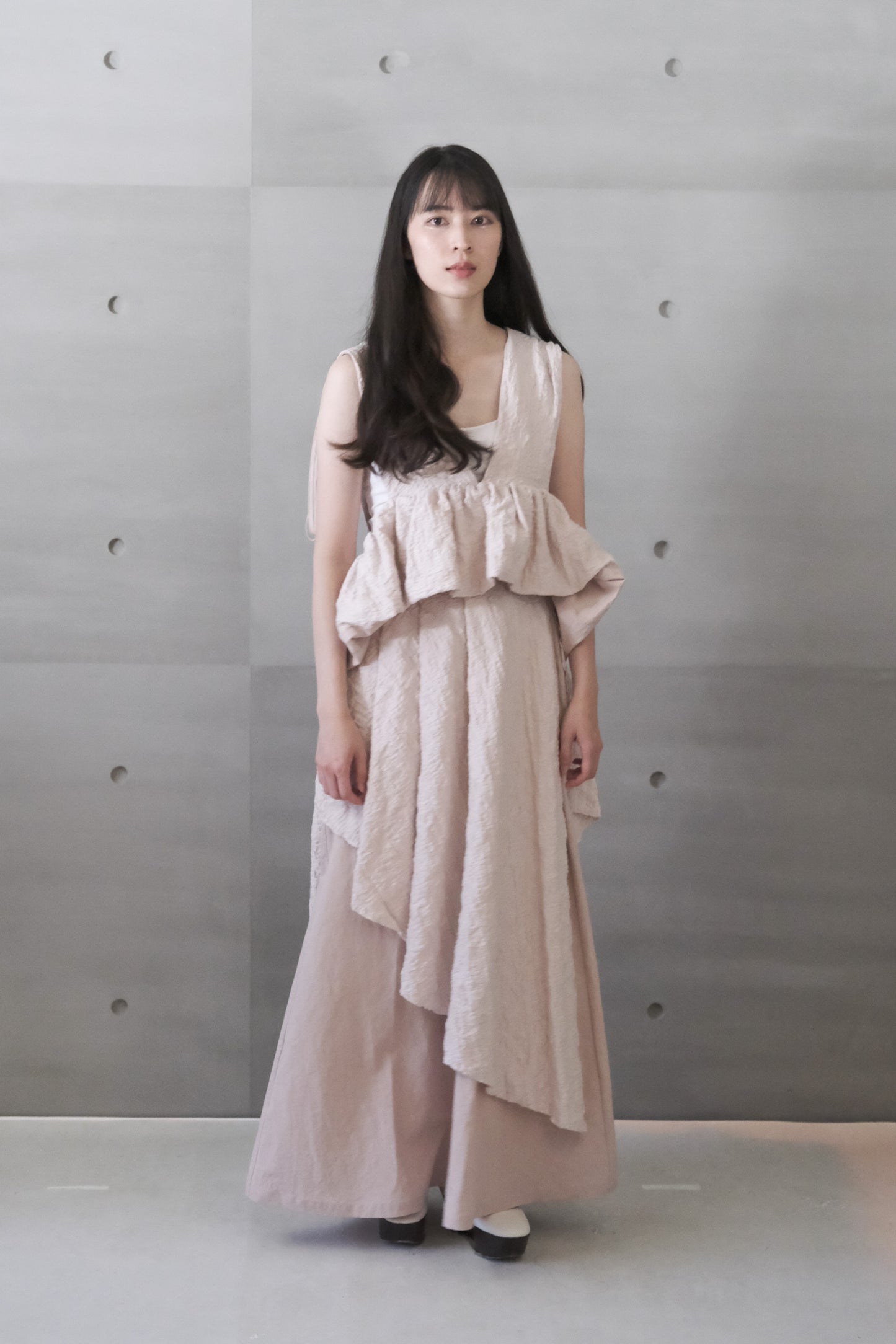 misty pink ruched layered skirt (limited item)