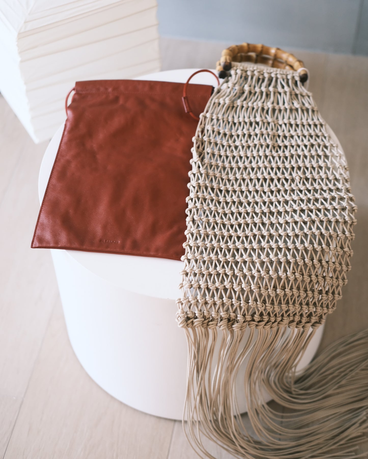 jil sander bamboo raffia bag