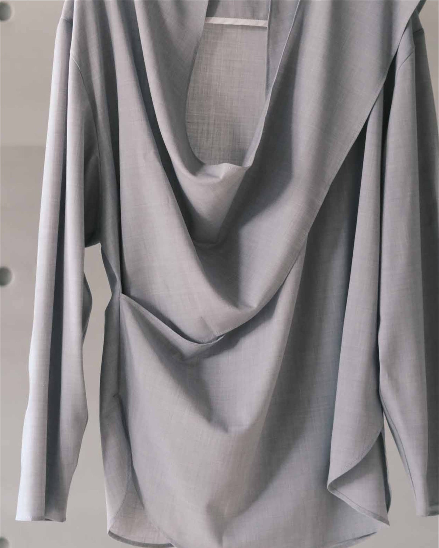 long sleeves wrap blouse - grey violet (in-stock)