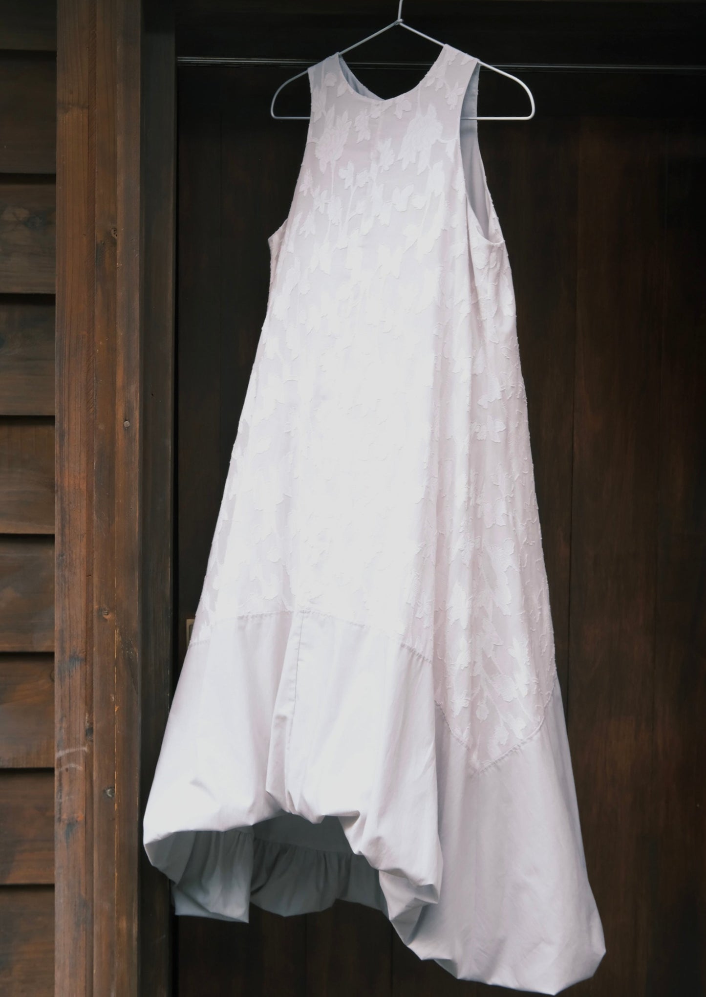 effortless elegance - sheer jacquard sleeveless cloud dress