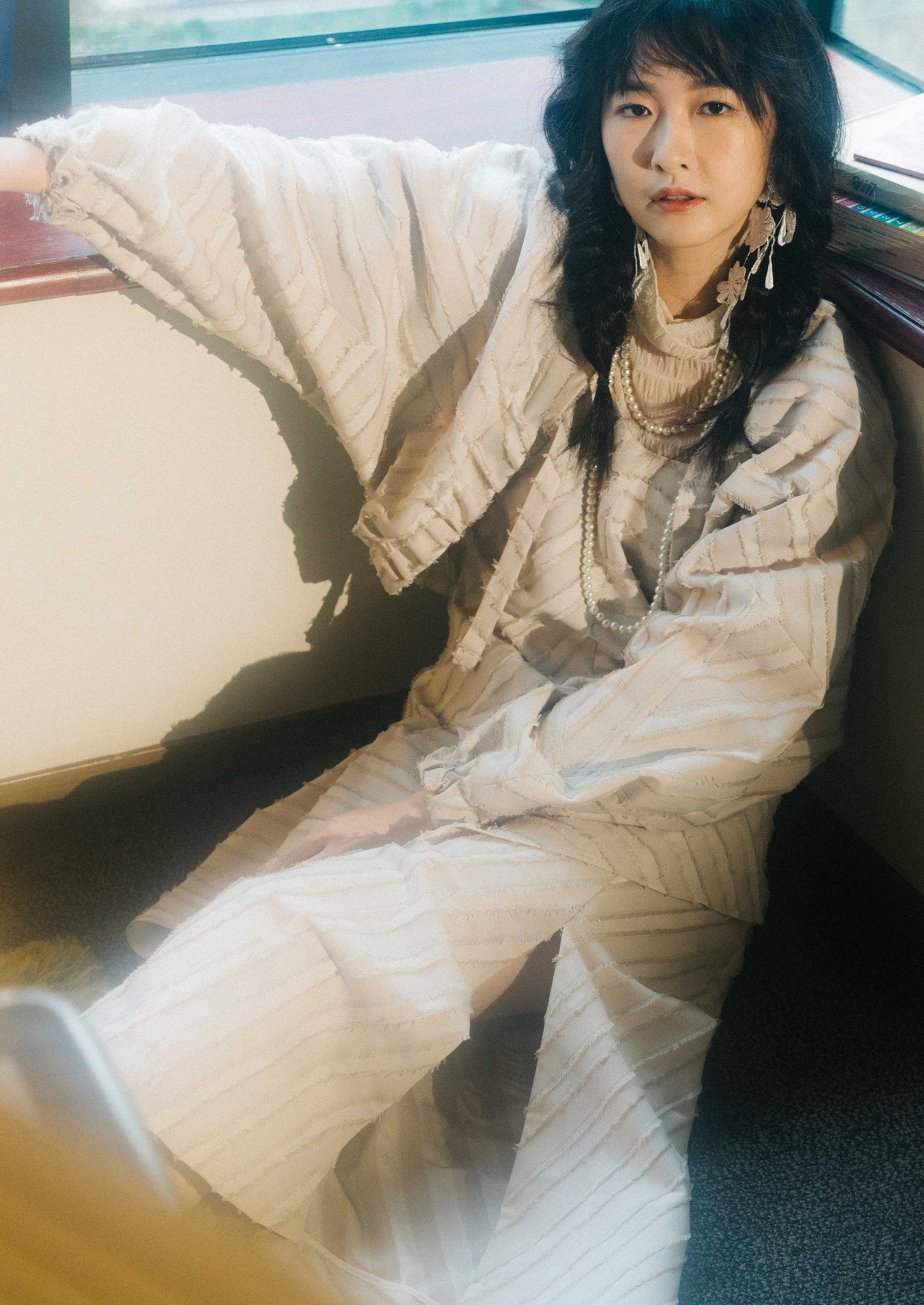 paneled constructed with stripe-jacquard jacket (in-stock)