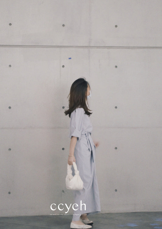 double-layers wrap blue skirt