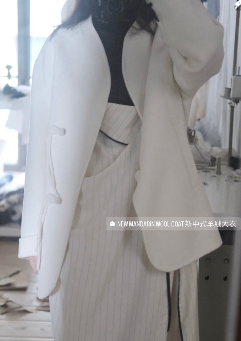 new mandarin wool coat - beige (in-stock)