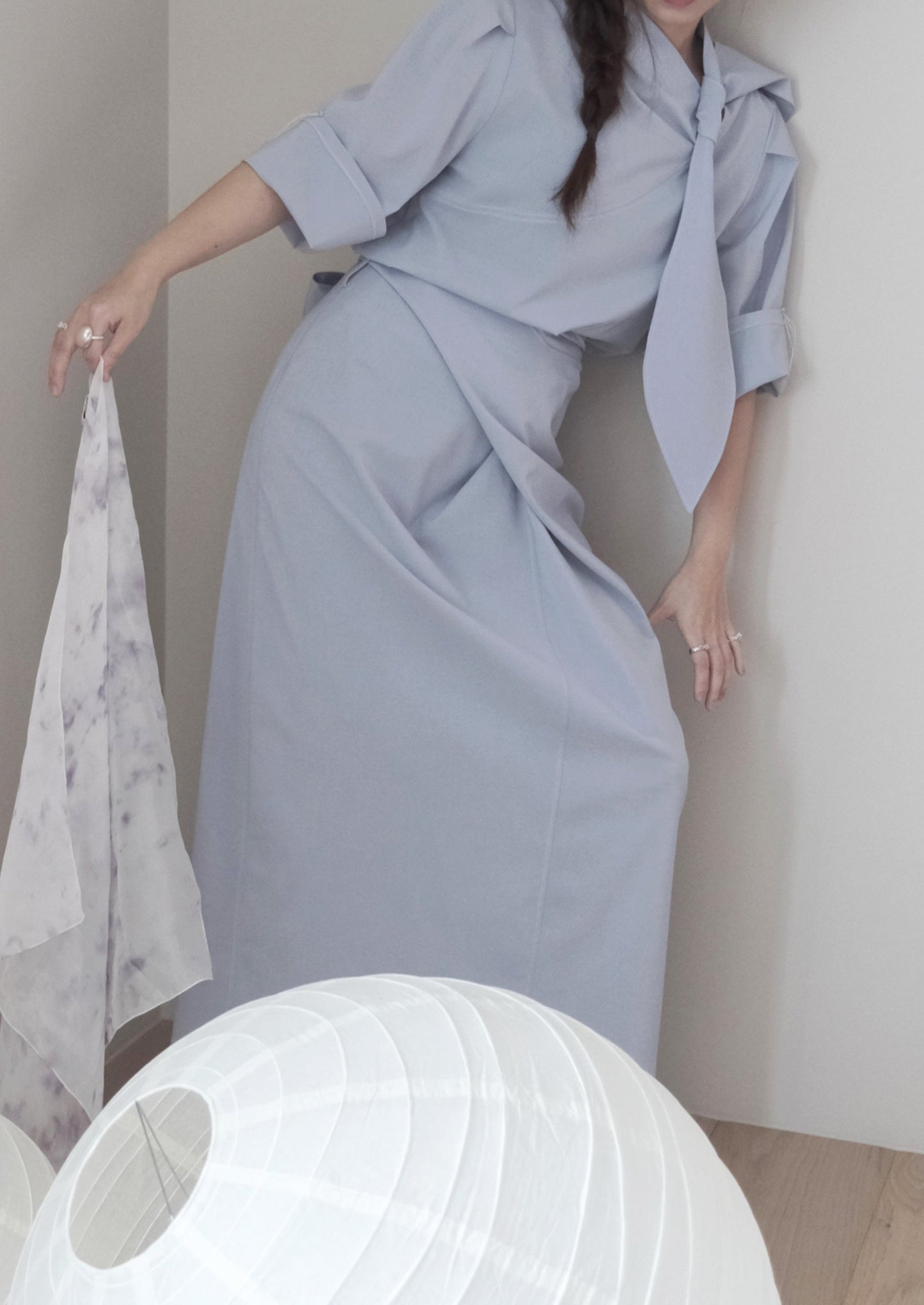 double-layers wrap blue skirt (in-stock)