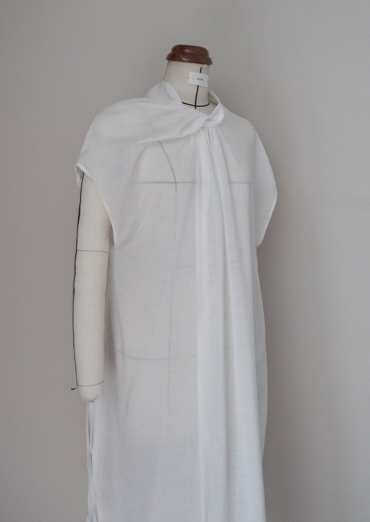 twisted-knot neckline dress - ivory (in-stock)