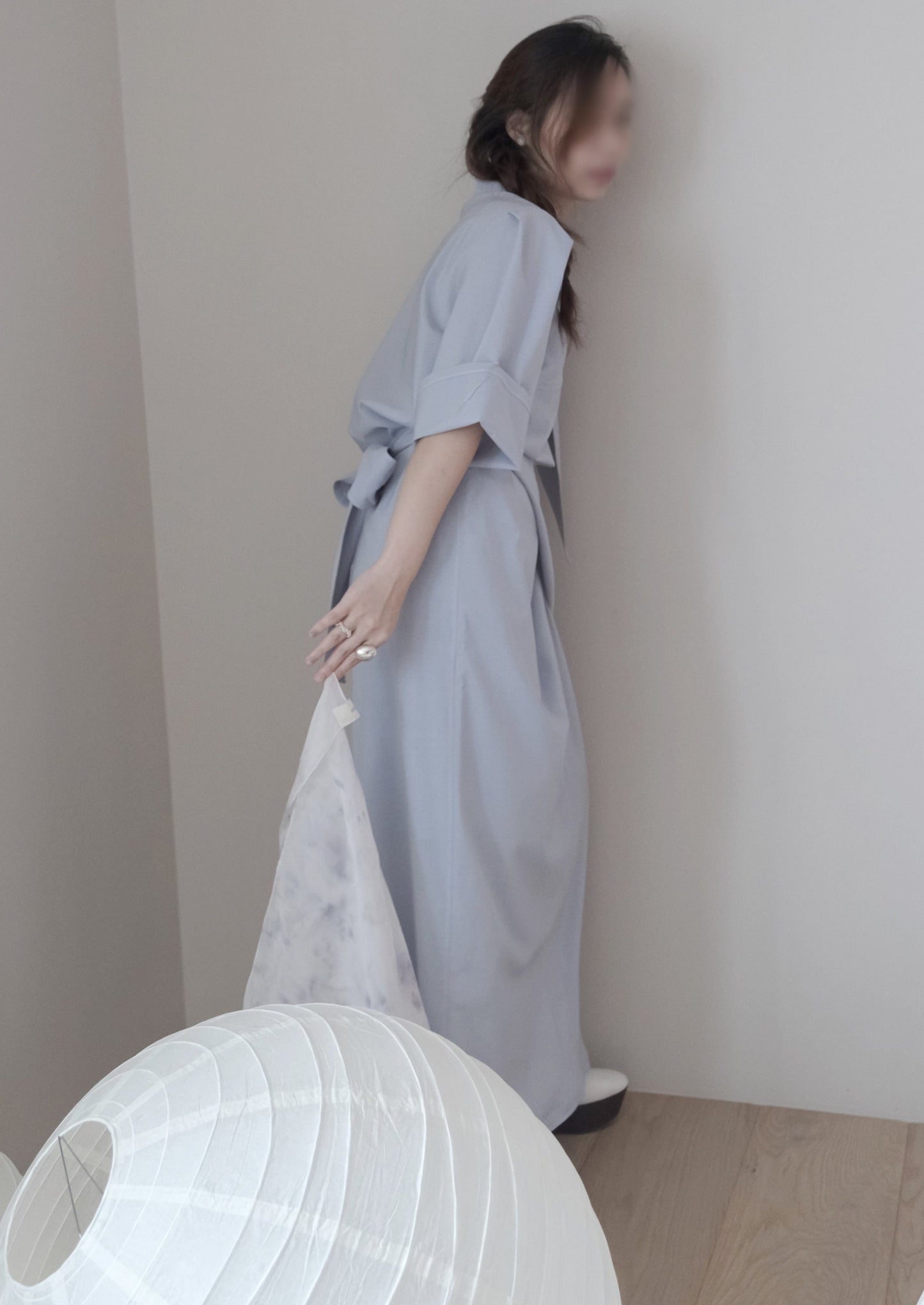 double-layers wrap blue skirt (in-stock)