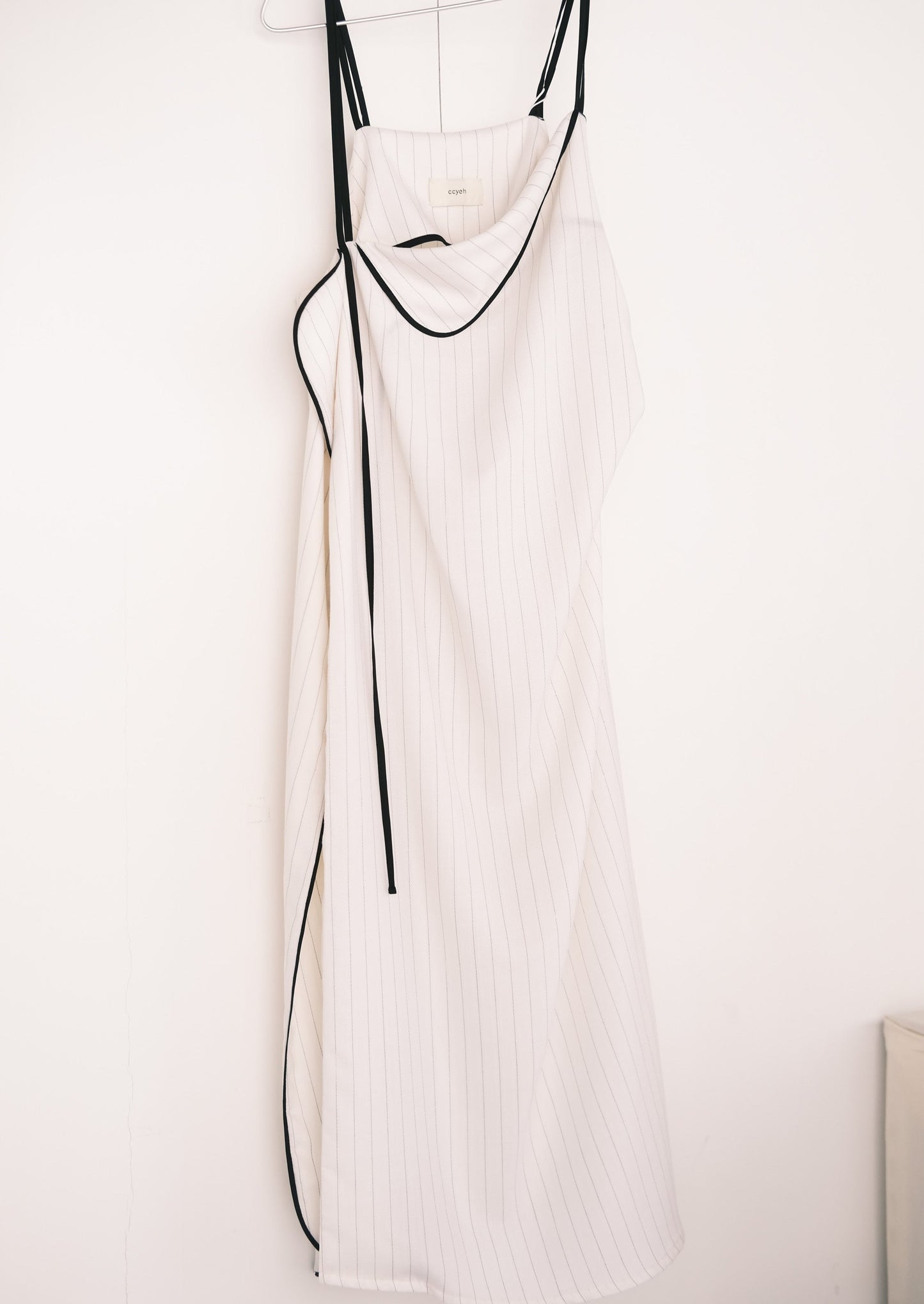 wool striped asymmetric dress (in-stock)