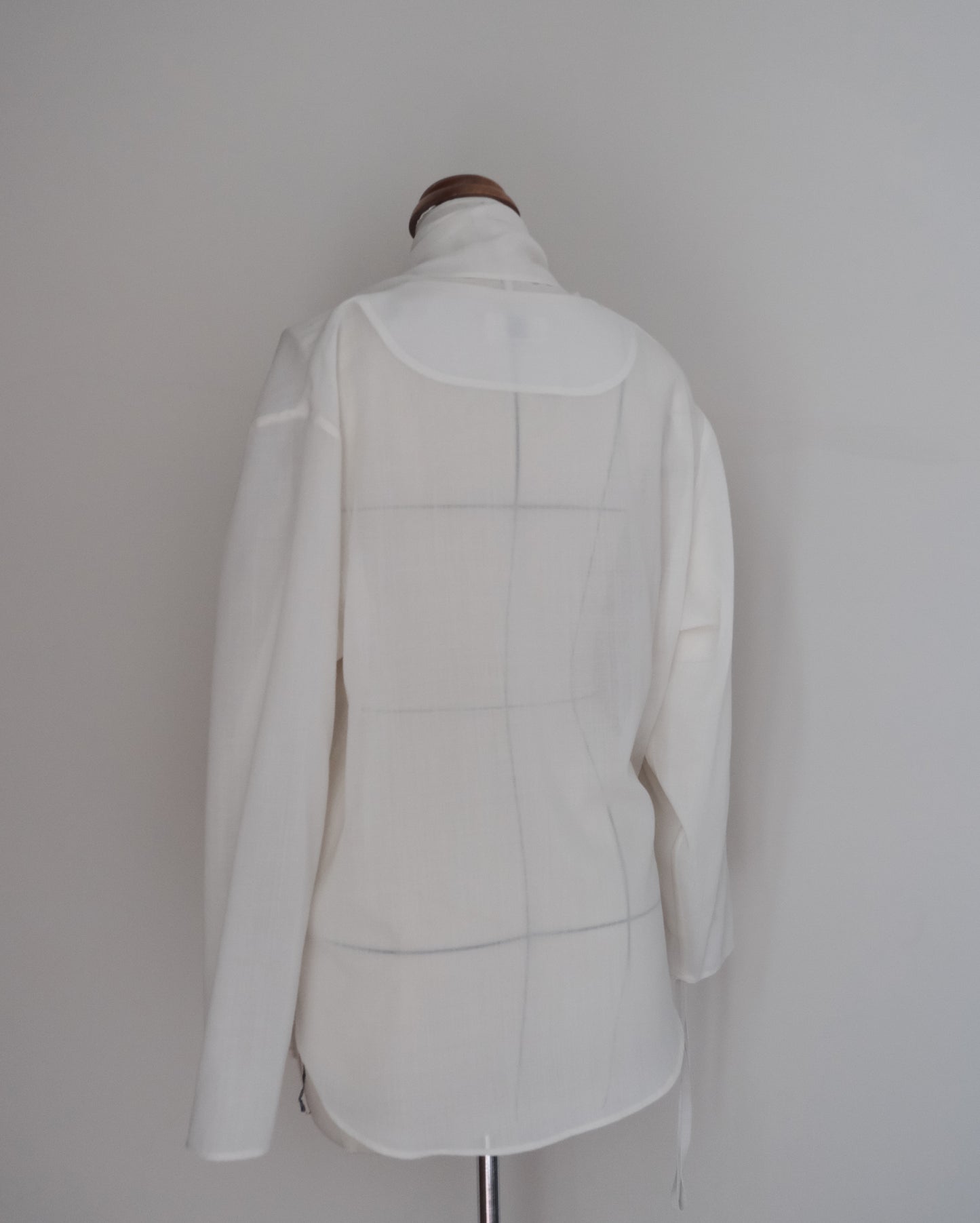 long sleeves ivory wrap blouse (in-stock)