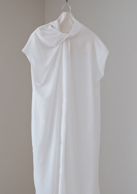twisted-knot neckline dress - ivory (in-stock)