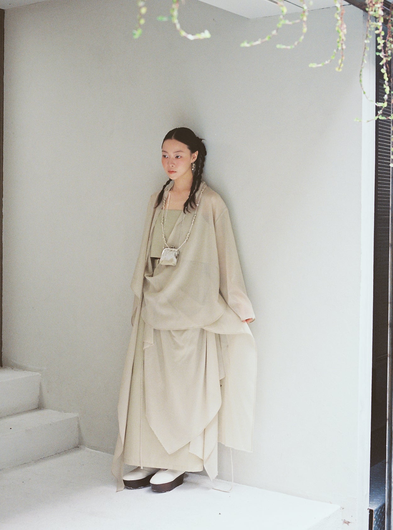 long sleeves wrap blouse - matcha (in-stock)