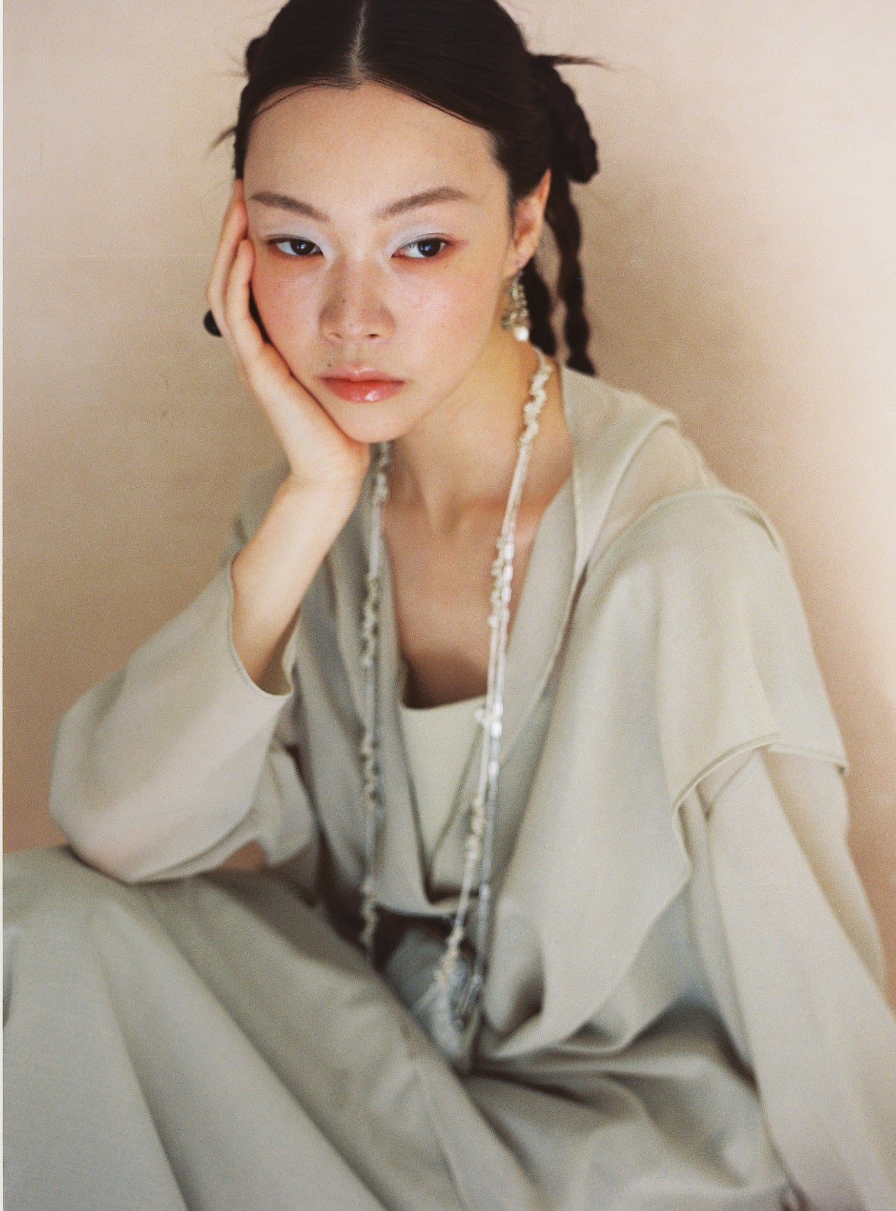 long sleeves wrap blouse - matcha (in-stock)