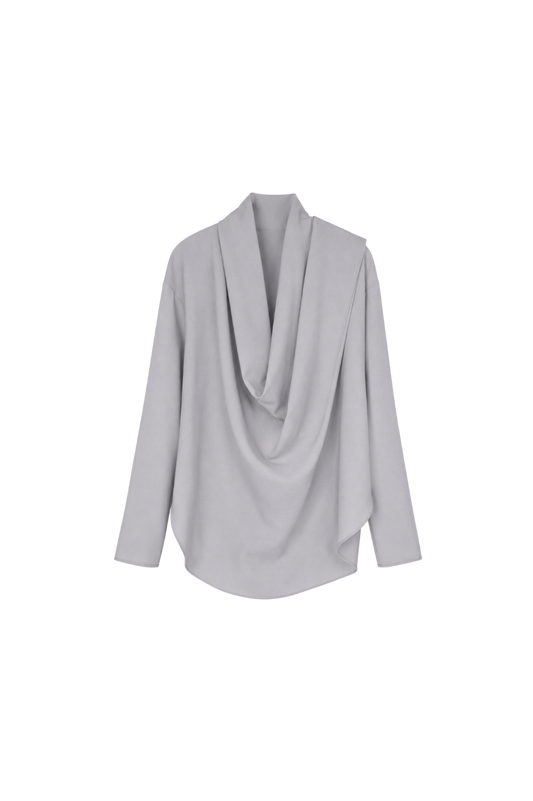 long sleeves grey wrap blouse (in-stock)