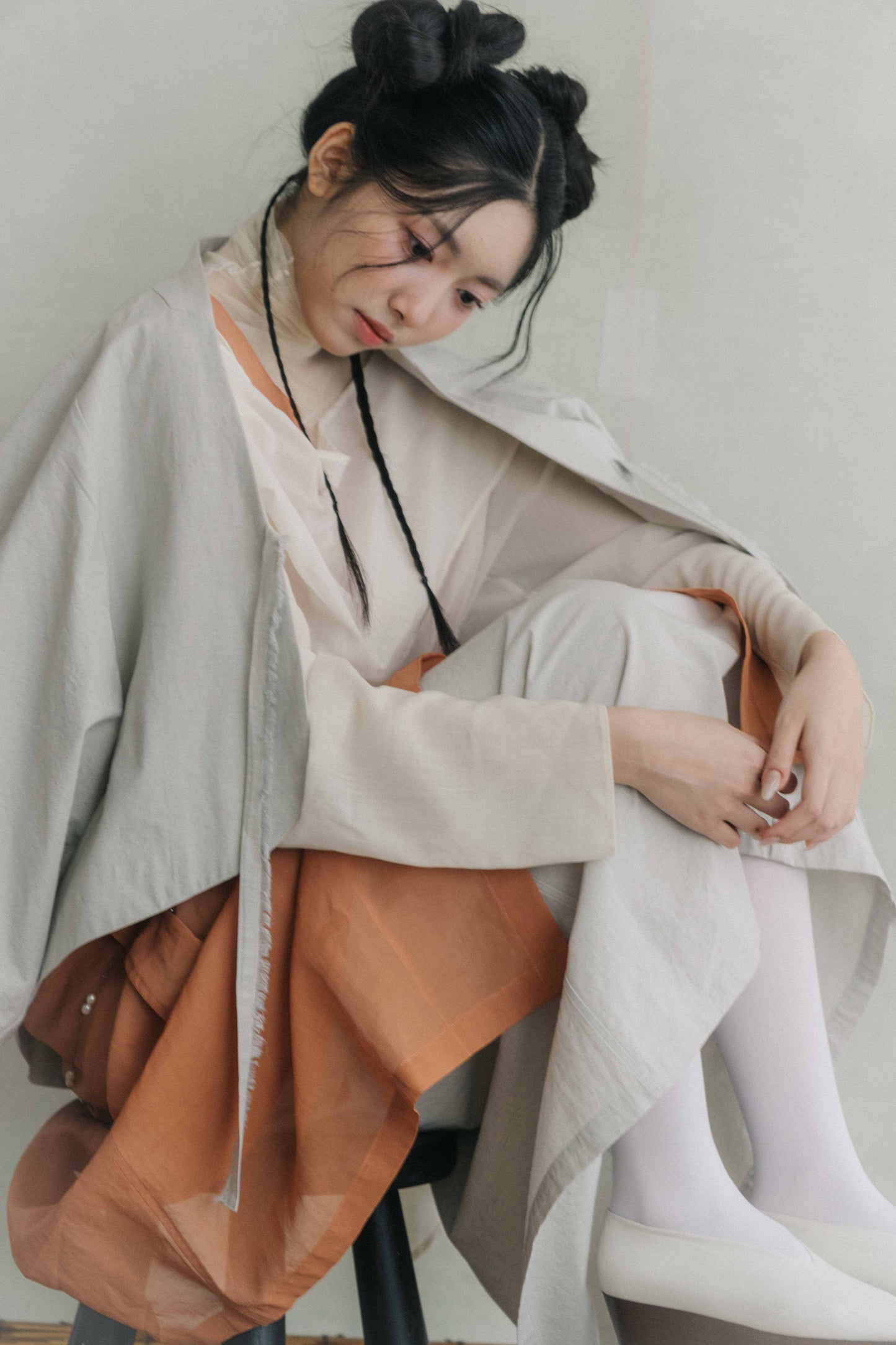 smoke gray long-sleeve cover-up jacket ( pre-order)