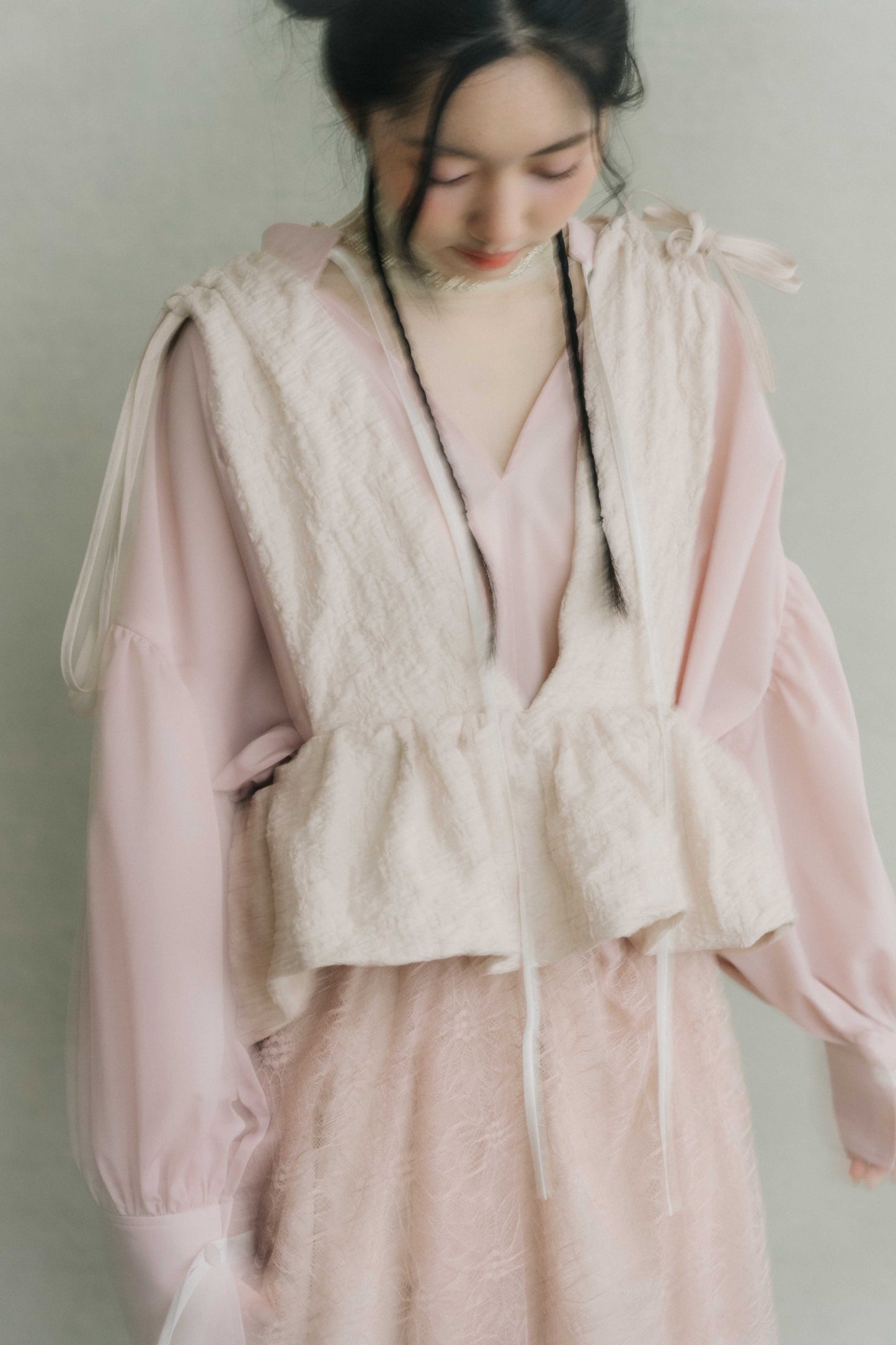 misty pink ruched vest top (limited item)
