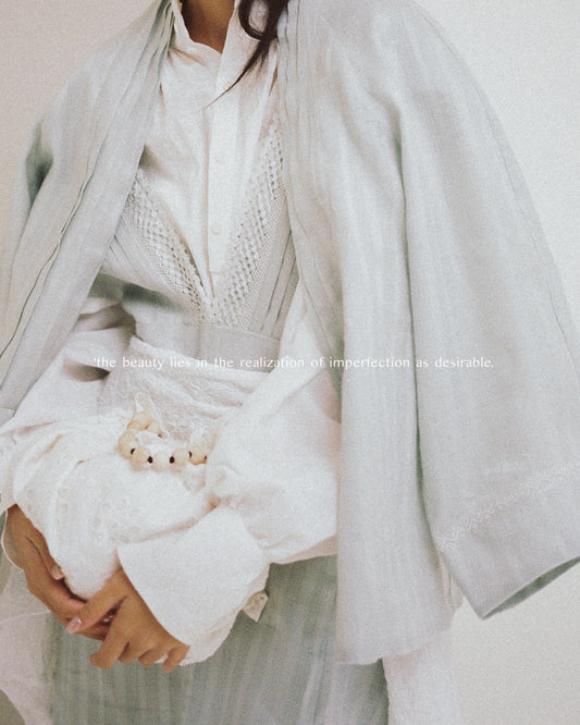 silver lace tuck ramie linen jacket (in-stock)