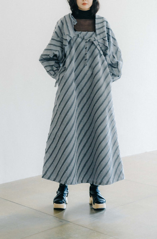 stripe-jacquard grey dress（pre-order)