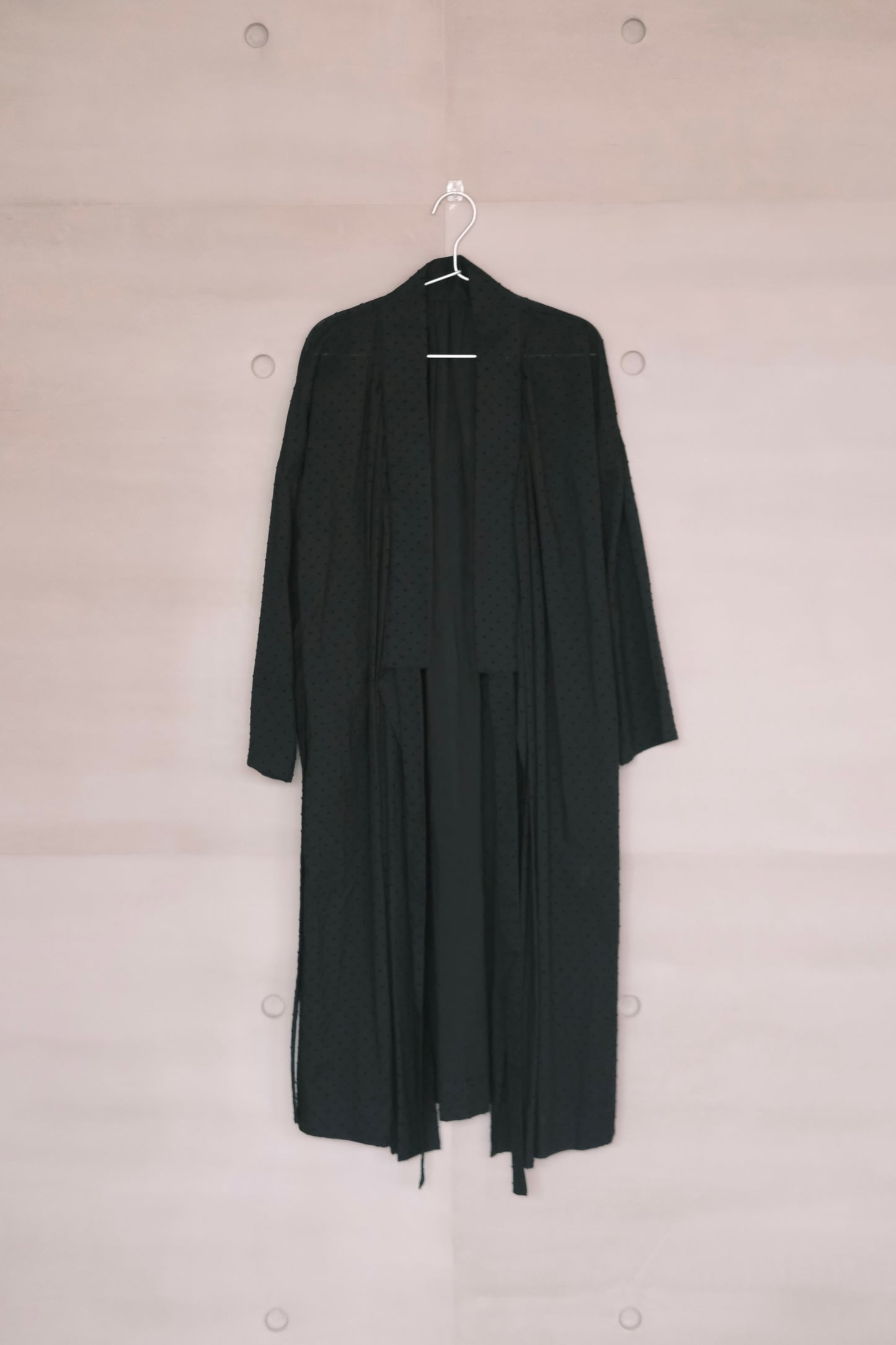 ink harmony - black dot mandarin  long-fit coat (in-stock)