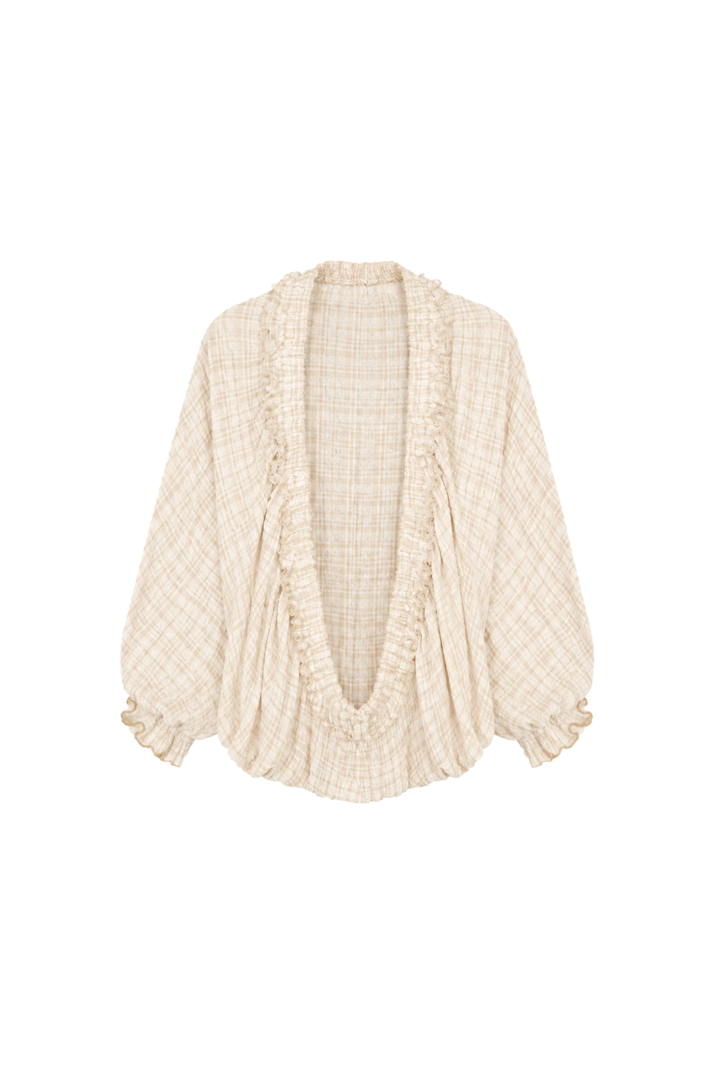textured check bubble square overlay top - yellow