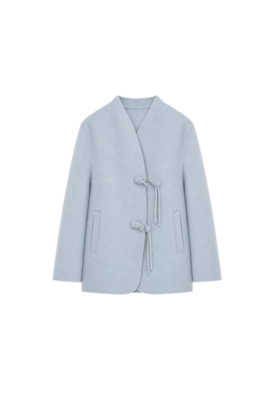 new mandarin wool coat - blue grey (in-stock)