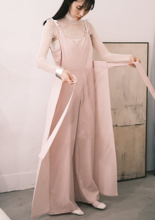 pink tied overalls