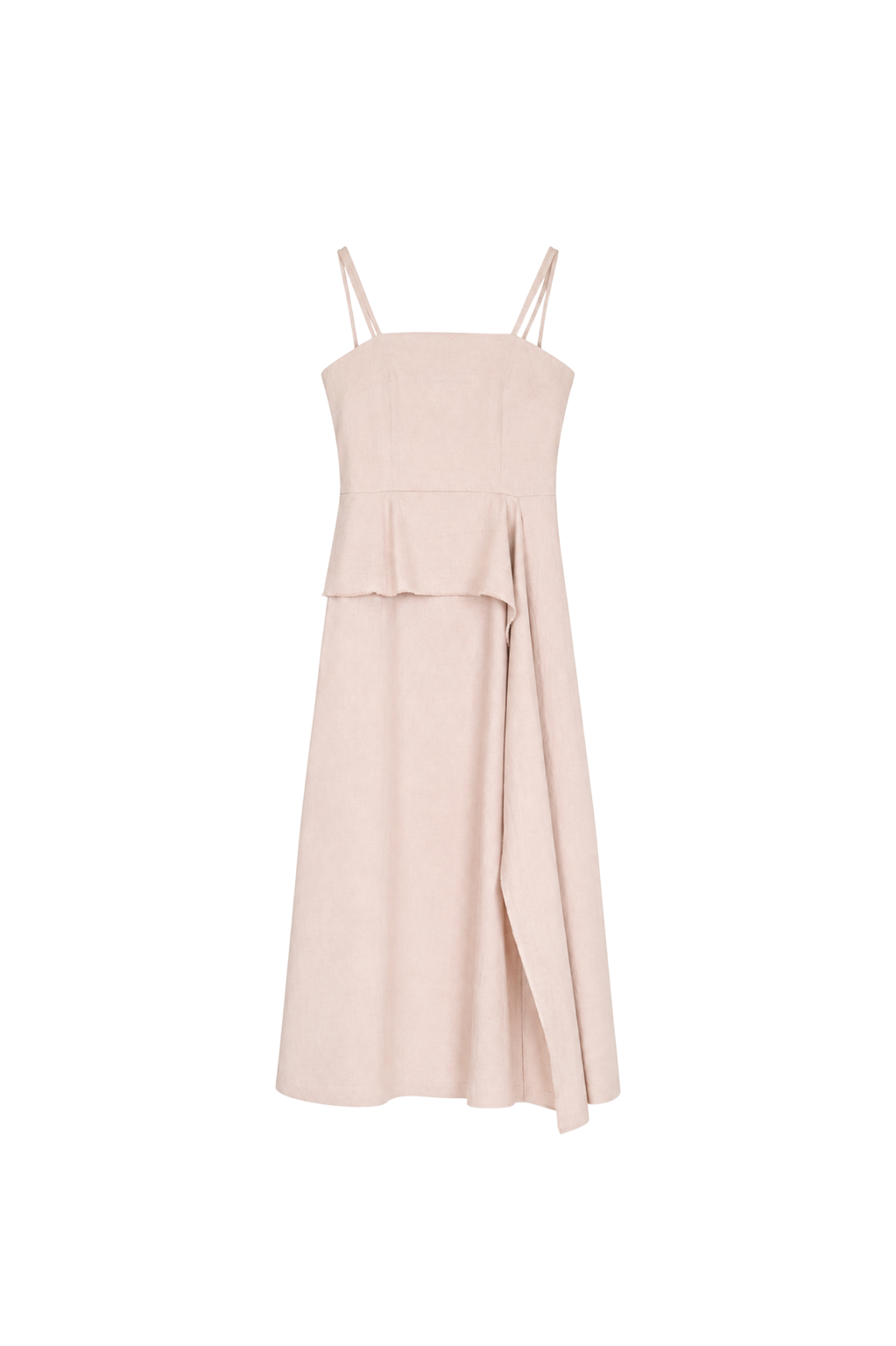 misty pink thin-strap asymmetrical dress (in-stock)