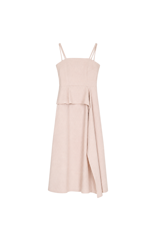 misty pink thin-strap asymmetrical dress (in-stock)
