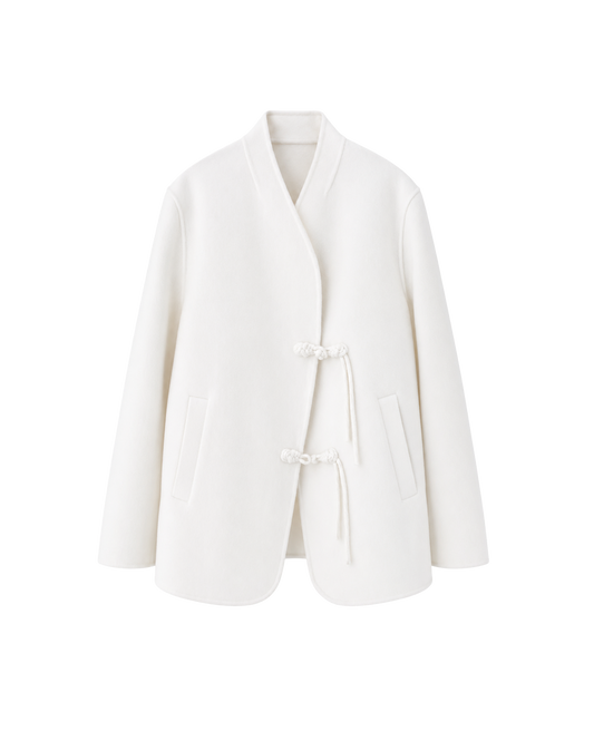 new mandarin wool coat - beige (in-stock)