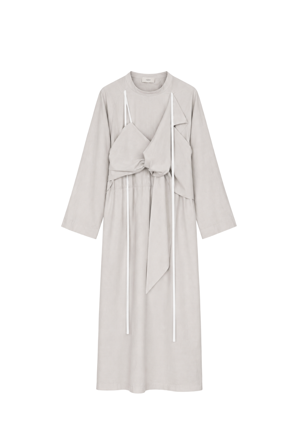 knot-draped grey long-sleeves dress （pre-order)