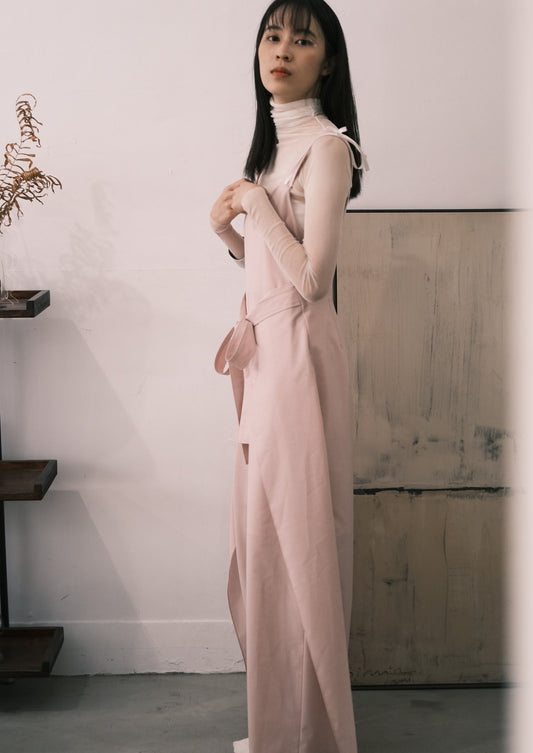 pink tied overalls