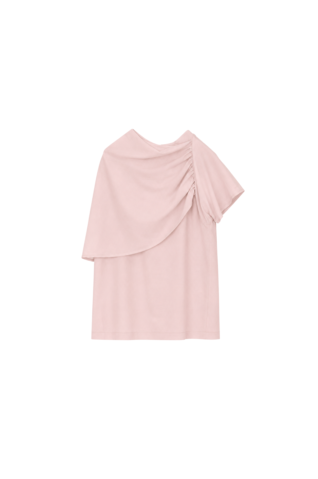 pink asymmetric draped-neckline top (in-stock)
