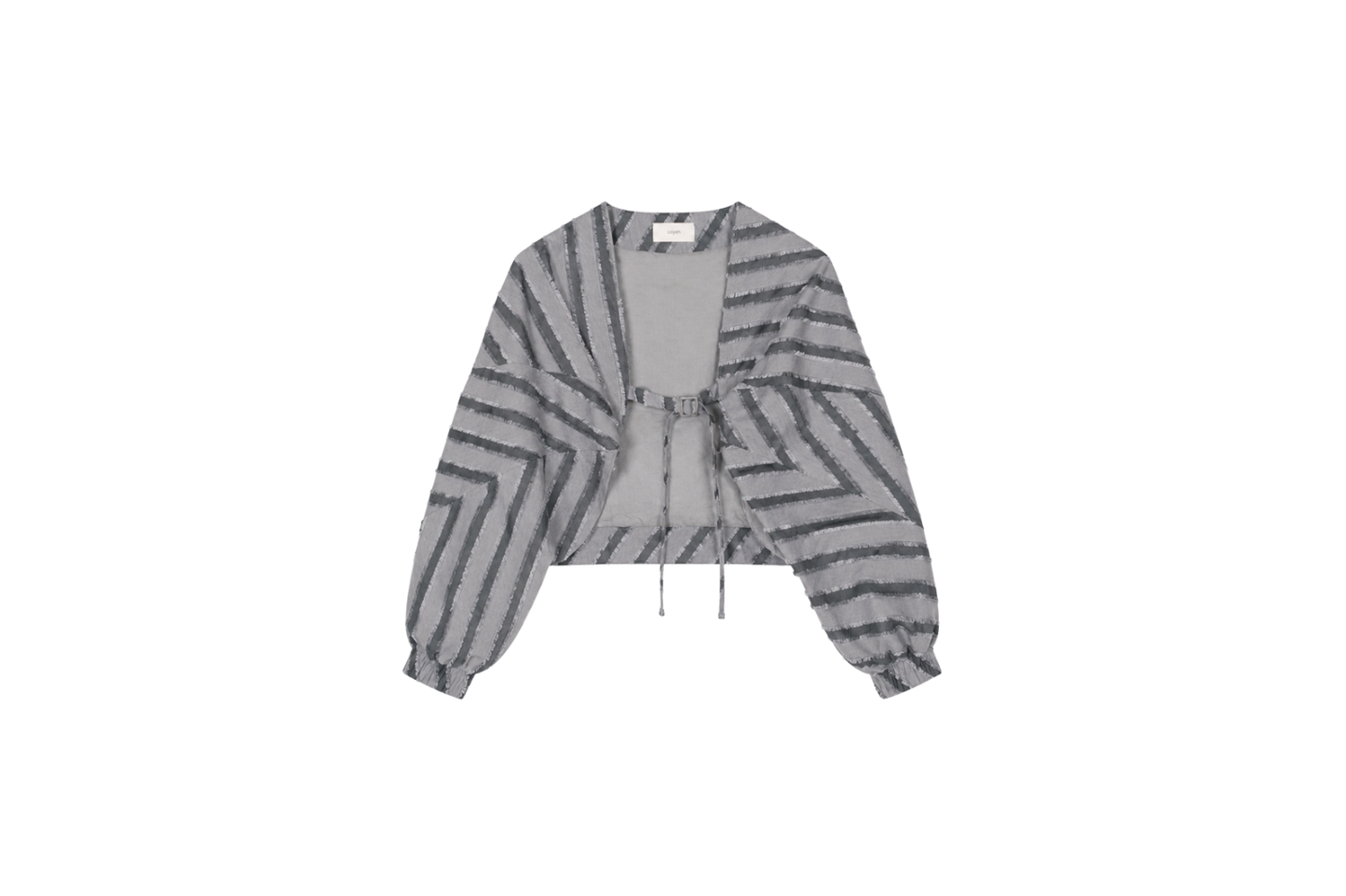 paneled constructed with stripe-jacquard jacket - grey （in-stock)