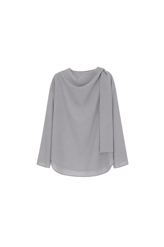 oversized tied-neck top (in-stock)
