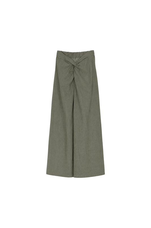 twisted cotton denim skirt - grass
