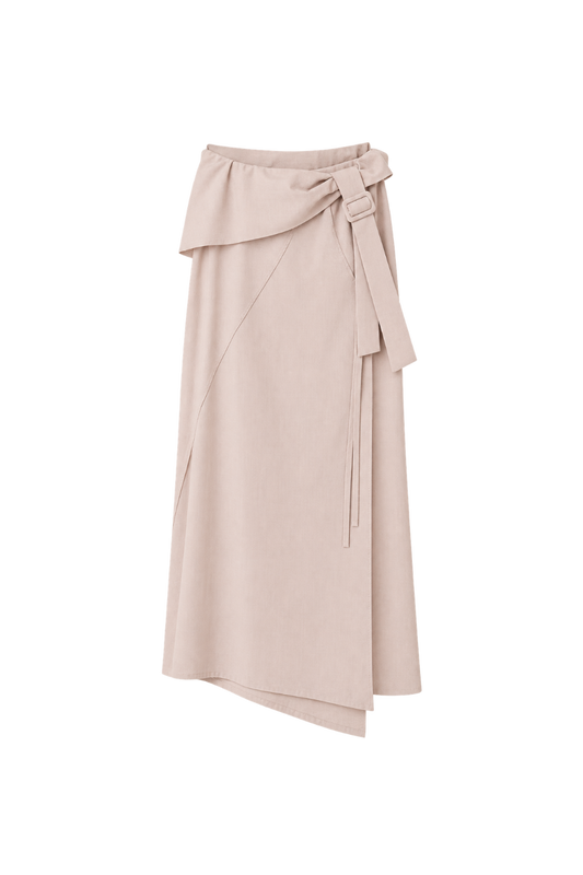 asymmetric folded line strap skirt - pink（in-stock)