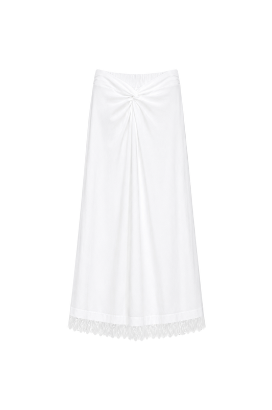 twisted pleated -cotton lace skirt