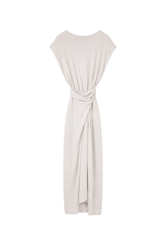 fig-dyed cotton wrapped dress (in-stock)