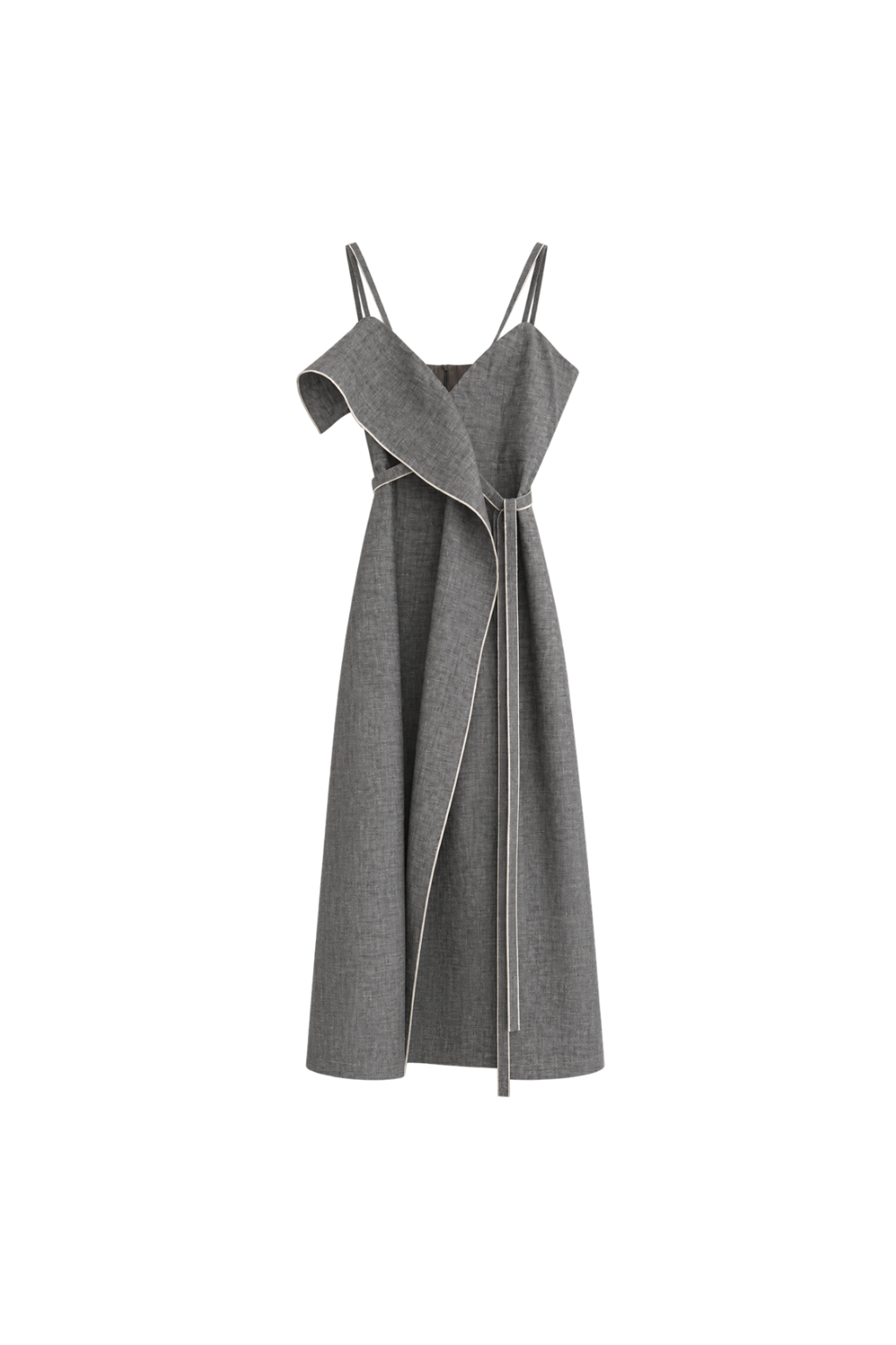 dark grey thin-strap asymmetrical dress