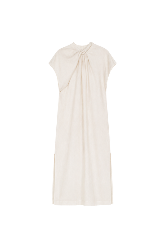 twisted-knot neckline dress - cream (in-stock)