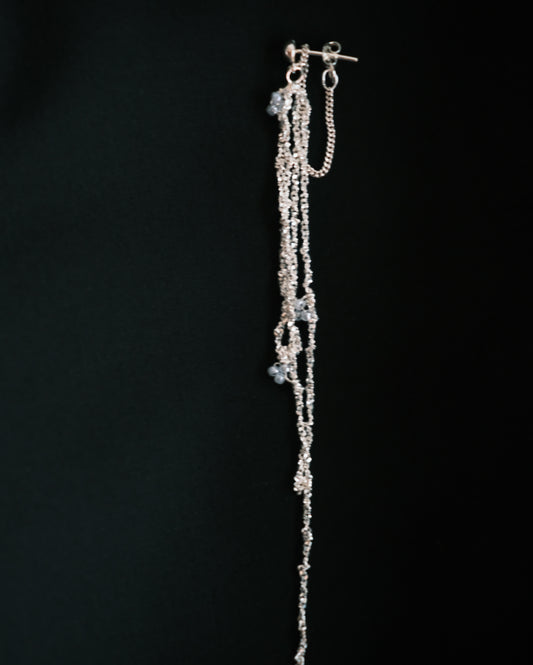 silver tassel with beads earring (single)