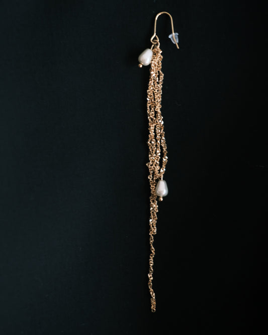 gold tassel with pearl earring 001(single)