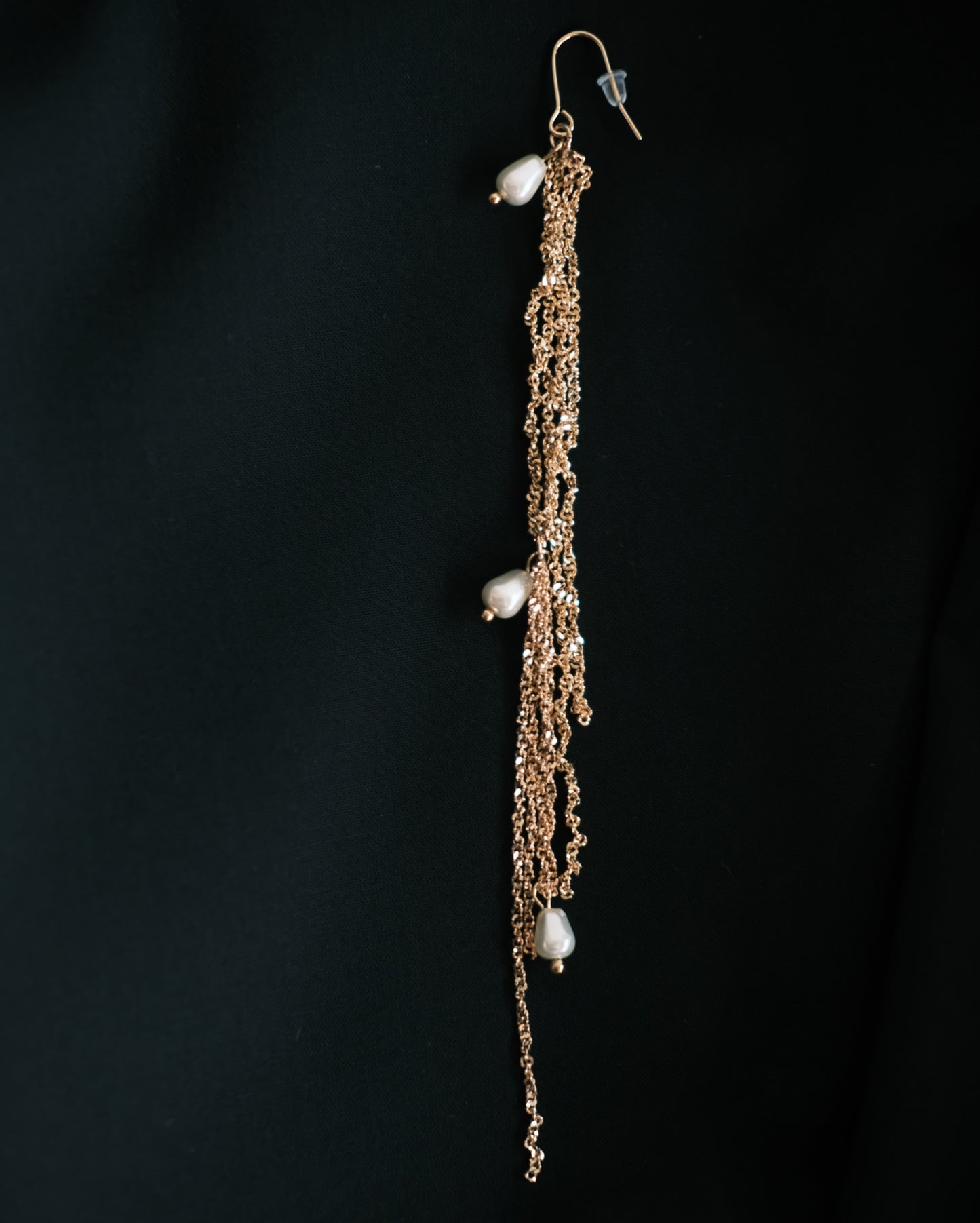 gold tassel with pearl earring 003(single)