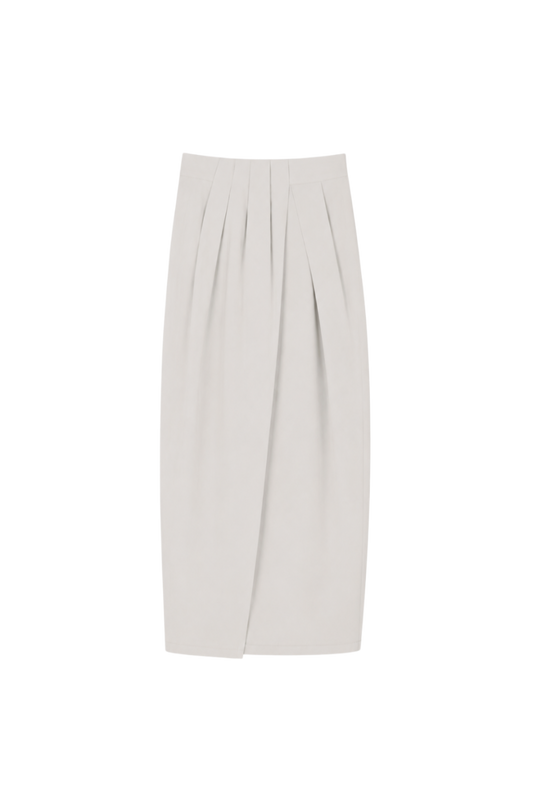 silk- cotton waist-pleated cocoon skirt (in-stock)